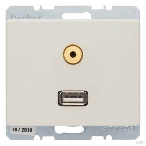 Berker Steckdose USB/3,5mm Audio weiß glänzend 3315390002