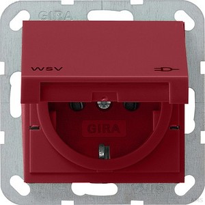 Gira 010402 SCHUKO Steckdose WSV mit Klappdeckel System 55 Rot glänzend