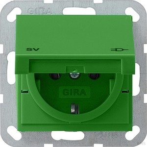 Gira 041502 SCHUKO Steckdose mit Klappdeckel SV System 55 Grün glänzend