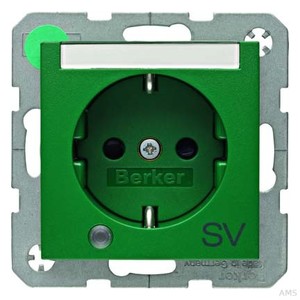 Berker SCHUKO-Steckdose grün matt Kontroll-LED 41101913