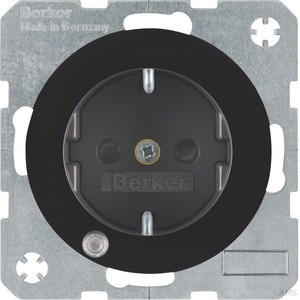 Berker SCHUKO-Steckdose sw/glänzend Kontroll-LED 41102045