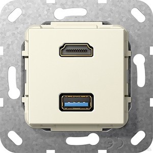 Gira 567901 HDMI, USB 3.0 A Kabelpeitsche Einsatz Cremeweiß