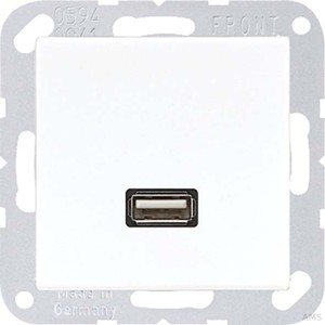 Jung Multimedia-Anschluss alpinweiß (aws) USB mit Tragring MA A 1122 WW