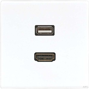 Jung Multimedia-Anschluss alpinweiß (aws) HDMI/USB mit Tragring MA LS 1163 WW