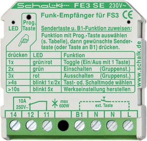 Schalk Funk-Empfängerschalter 1-Kanal UP, 18,5mm FE3 SE 230V AC