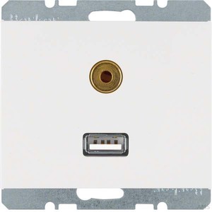 Berker Steckdose USB/3,5mm Audio polarweiß glänzend 3315397009