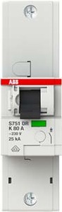 ABB Hauptlastschalter 25kA,80A,1P S751DR-K80