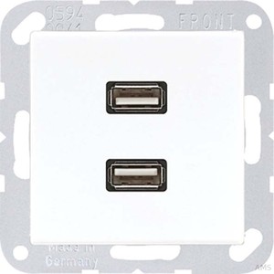Jung Multimedia-Anschluss cremeweiß (ws) 2 x USB mit Tragring MA A 1153