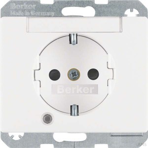 Berker SCHUKO-Steckdose polarweiß/glänzend Kontroll-LED 41100069