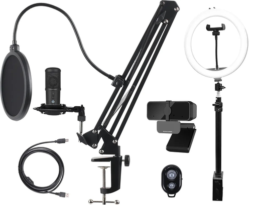DELTACO GAMING Streaming Kit Mikrofon mNC Webcam, Licht-Ring GAM-170