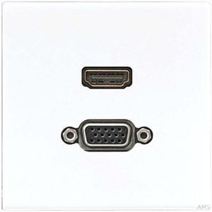 Jung Multimedia-Anschluss cremeweiß (ws) HDMI/VGA mit Tragring MA LS 1173