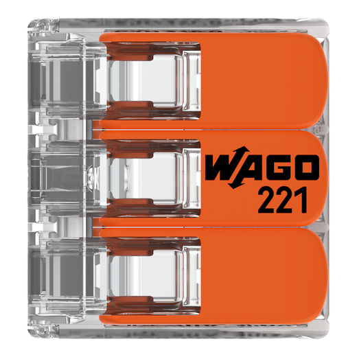 WAGO Compact-Verbindungsklemme 3-Leiter bis 4qmm 221-413 (50 Stück)