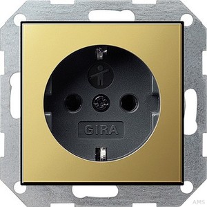 Gira 0453604 SCHUKO Steckdose mit erhöhtem Berührungsschutz System 55 Messing Schwarz