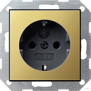Gira 0183604 SCHUKO Steckdose Schraubklemmen mit erhöhtem Berührungsschutz System 55 Messing Schwarz