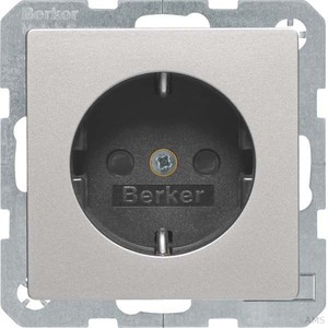 Berker SCHUKO-Steckdose aluminium lack mit BSF+erh. BS 41496084