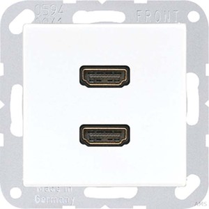 Jung Multimedia-Anschluss cremeweiß (ws) 2 x HDMI mit Tragring MA A 1133