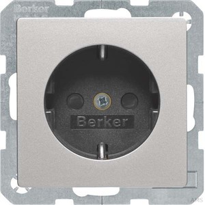 Berker SCHUKO-Steckdose aluminium lack mit erhöhtem BS 47236084
