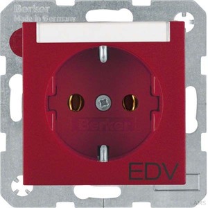 Berker Schuko-Steckdose rot Aufdruck EDV 47501915