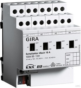 Gira 100400 Schaltaktor 4fach 16 A KNX EIB REG