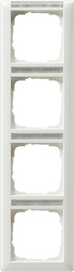 Gira 111403 Abdeckrahmen 4fach mit Beschriftungsfeld senkrecht Standard 55 Reinweiß glänzend
