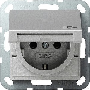 Gira 041426 SCHUKO Steckdose mit erhöhtem Berührungsschutz und Klappdeckel System 55 Farbe Alu