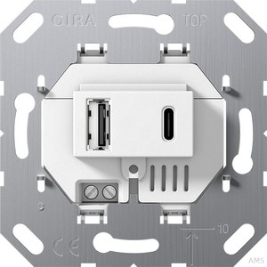 Gira USB-Spannungsversorgung 2-fach TypA/C Einsatz cremeweiß (ws) 234900