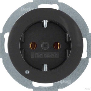 Berker SCHUKO-Steckdose sw/glänzend LED-Orientierg-licht 41092045