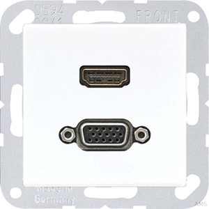 Jung Multimedia-Anschluss cremeweiß (ws) HDMI/VGA mit Tragring MA A 1173