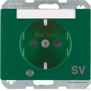 Berker SCHUKO-Steckdose gn/glänzend Kontroll-LED 41100073