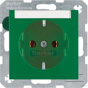 Berker Schuko-Steckdose grün + Beschriftungsfeld 47501903