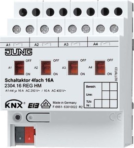 Jung KNX Schaltaktor 4-fach REG Gehäuse 4TE 2304.16 REGHM