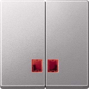 Merten Doppelwippe aluminium mit Fenster (rot) MEG3456-0460