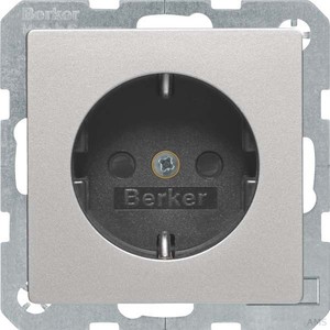 Berker SCHUKO-Steckdose aluminium lack mit erh. BS+Klemmen 41236084