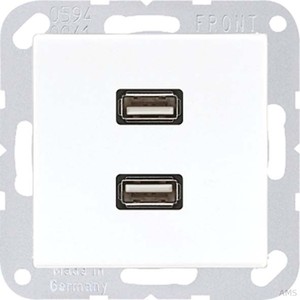 Jung Multimedia-Anschluss alpinweiß (aws) 2 x USB mit Tragring MA A 1153 WW