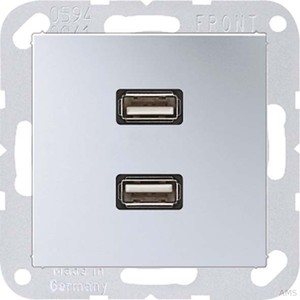 Jung Multimedia-Anschluss aluminium 2 x USB mit Tragring MA A 1153 AL