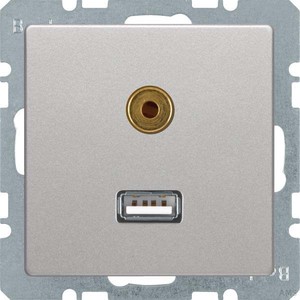 Berker USB/3,5mm Audio Steckdose aluminium lack 3315396084
