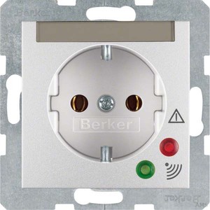 Berker Schuko- Steckdose aluminium matt mit Überspann.-Schutz 41081404