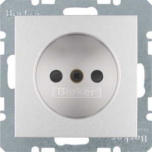 Berker Steckdose aluminium o. Schutzkontakt 6167331404