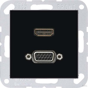 Jung Multimedia-Anschluss schwarz HDMI/VGA mit Tragring MA A 1173 SW